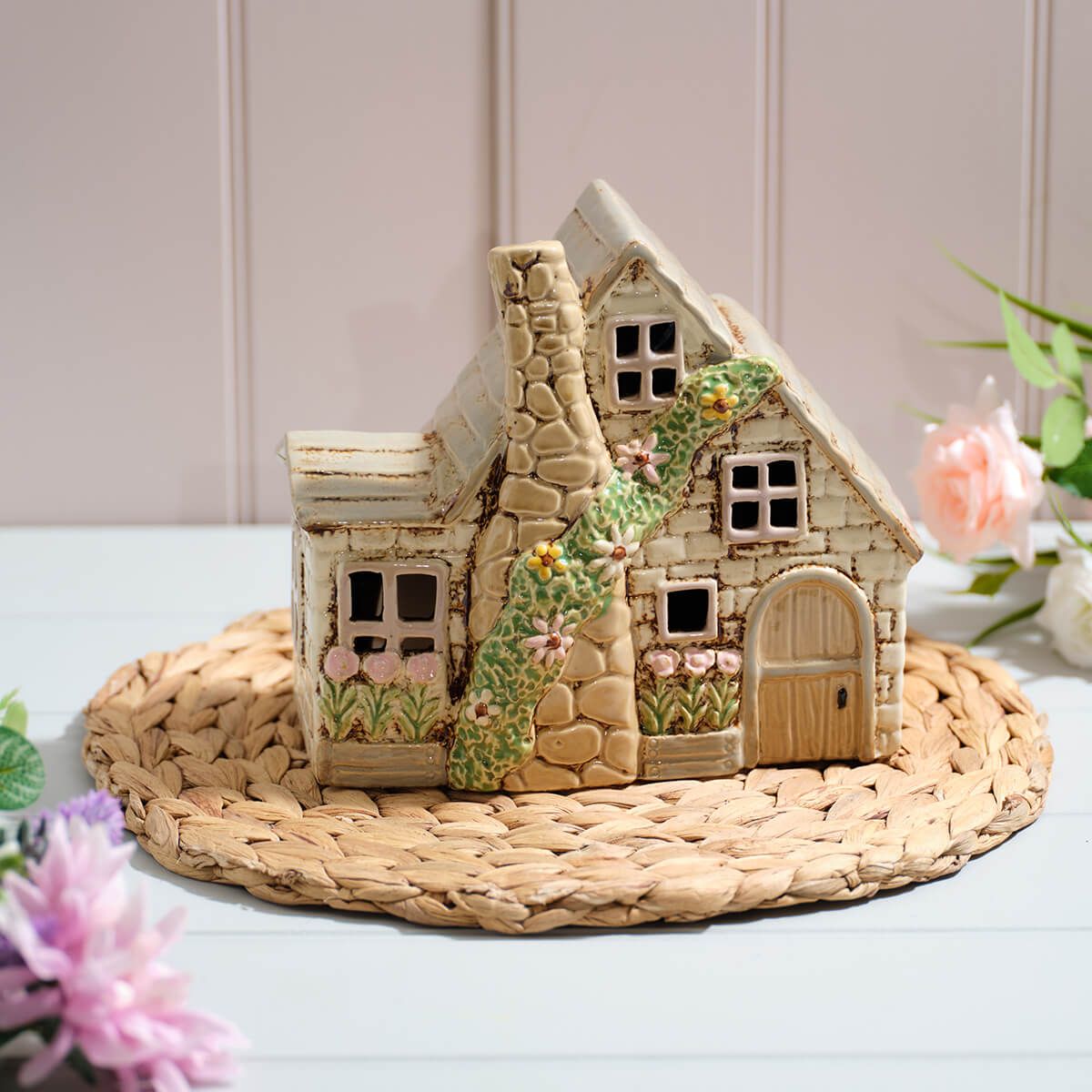 Cottage Garden Stoneware Candle Holder - RUTHERFORD & Co