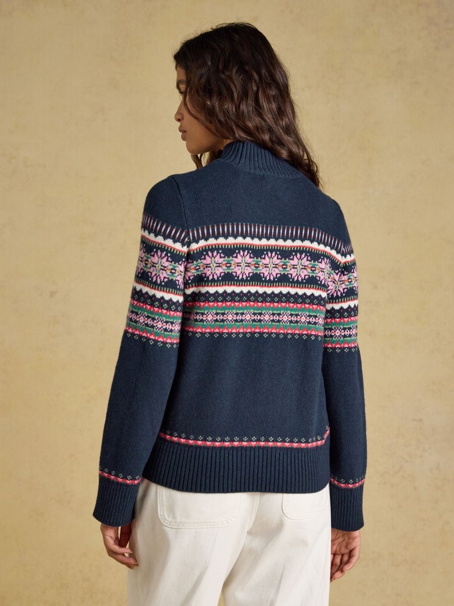 Cotton Blend Knitted Jumper - Navy - RUTHERFORD & Co