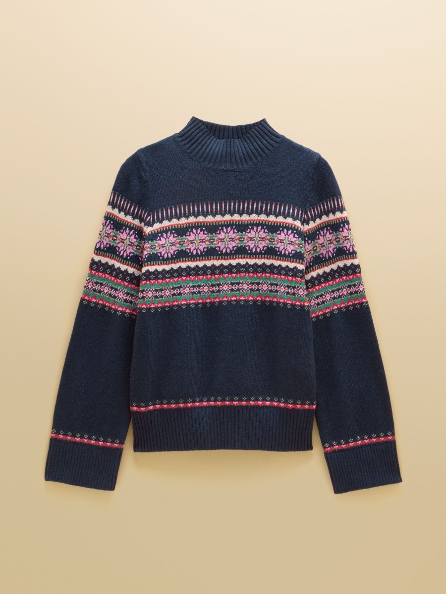 Cotton Blend Knitted Jumper - Navy - RUTHERFORD & Co