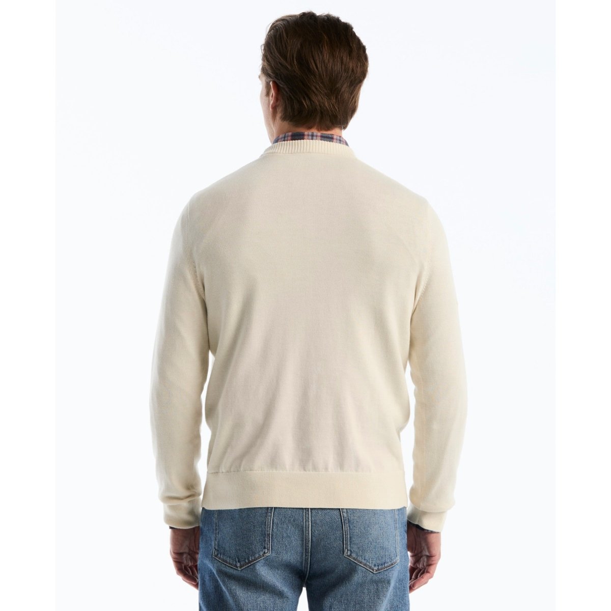 Cotton Crew Neck Sweater In Birch - RUTHERFORD & Co