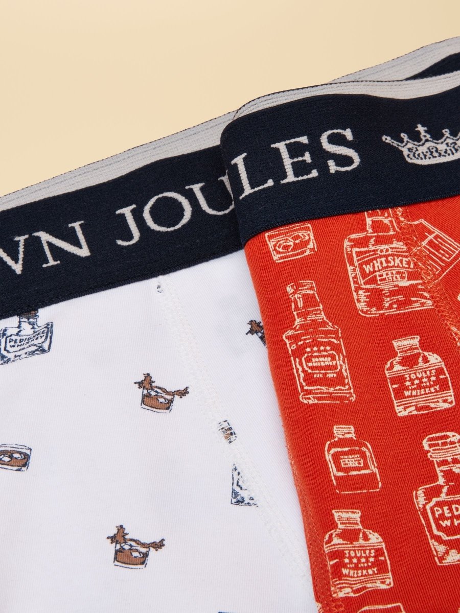 Cotton Jersey Boxer Shorts 2 pack - Orange/White - RUTHERFORD & Co