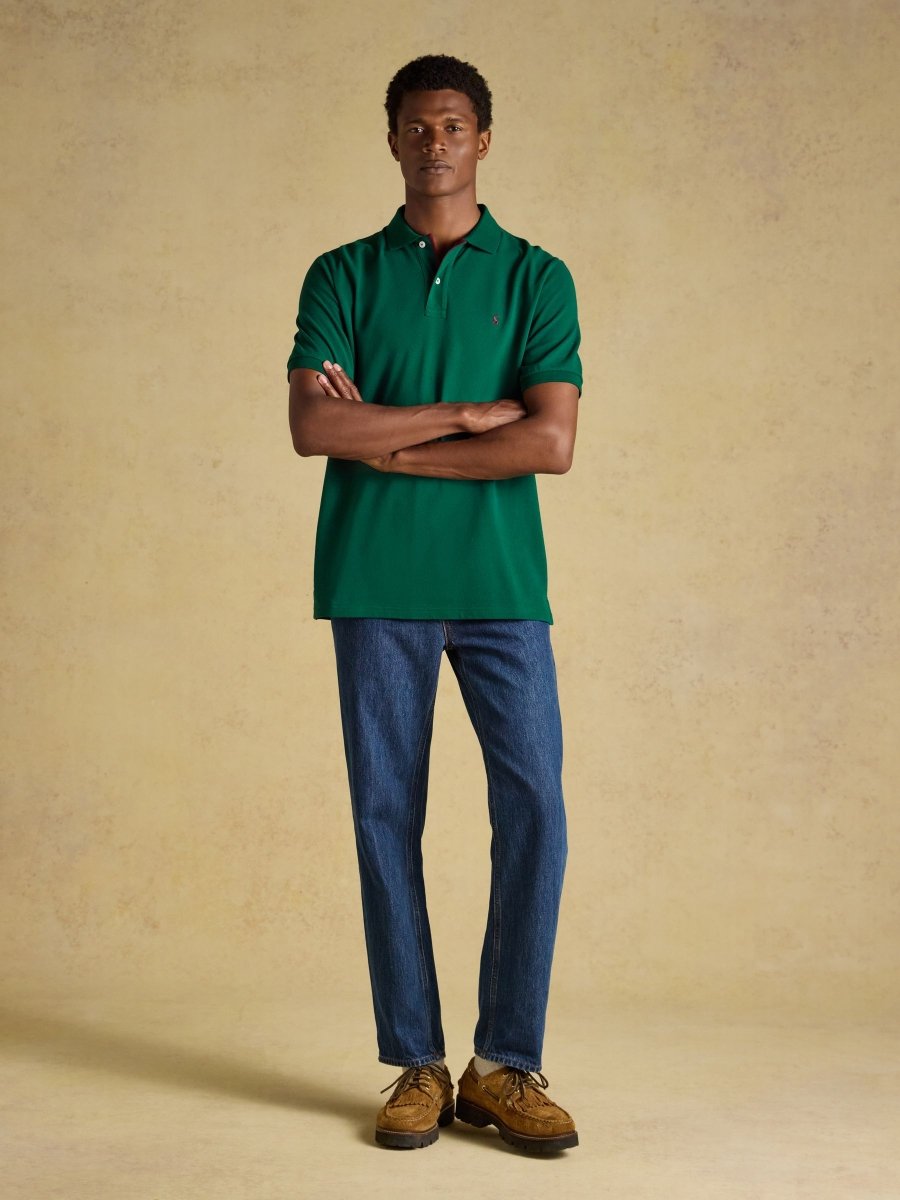 Cotton Pique Polo Shirt - Dark Green - RUTHERFORD & Co
