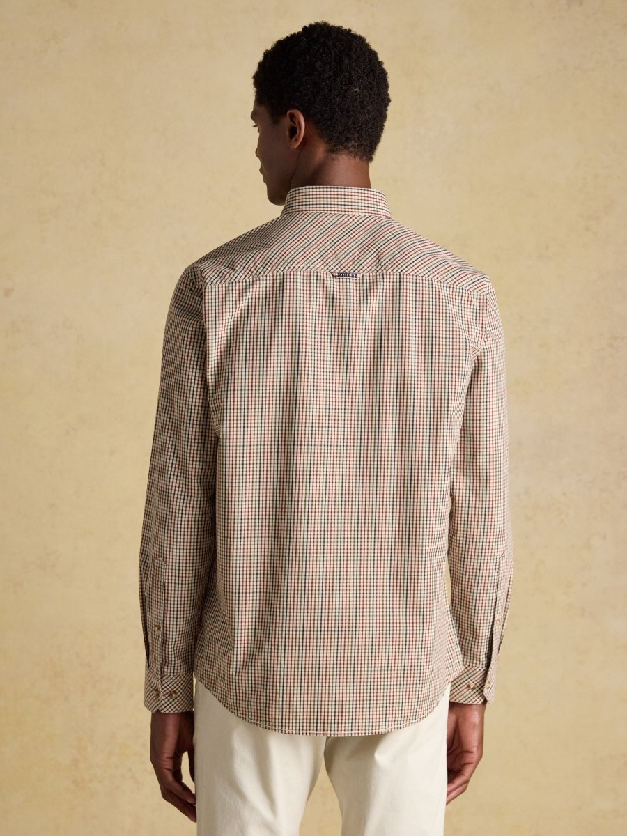 Cotton Poplin Brown Long Sleeve Gingham Shirt - RUTHERFORD & Co