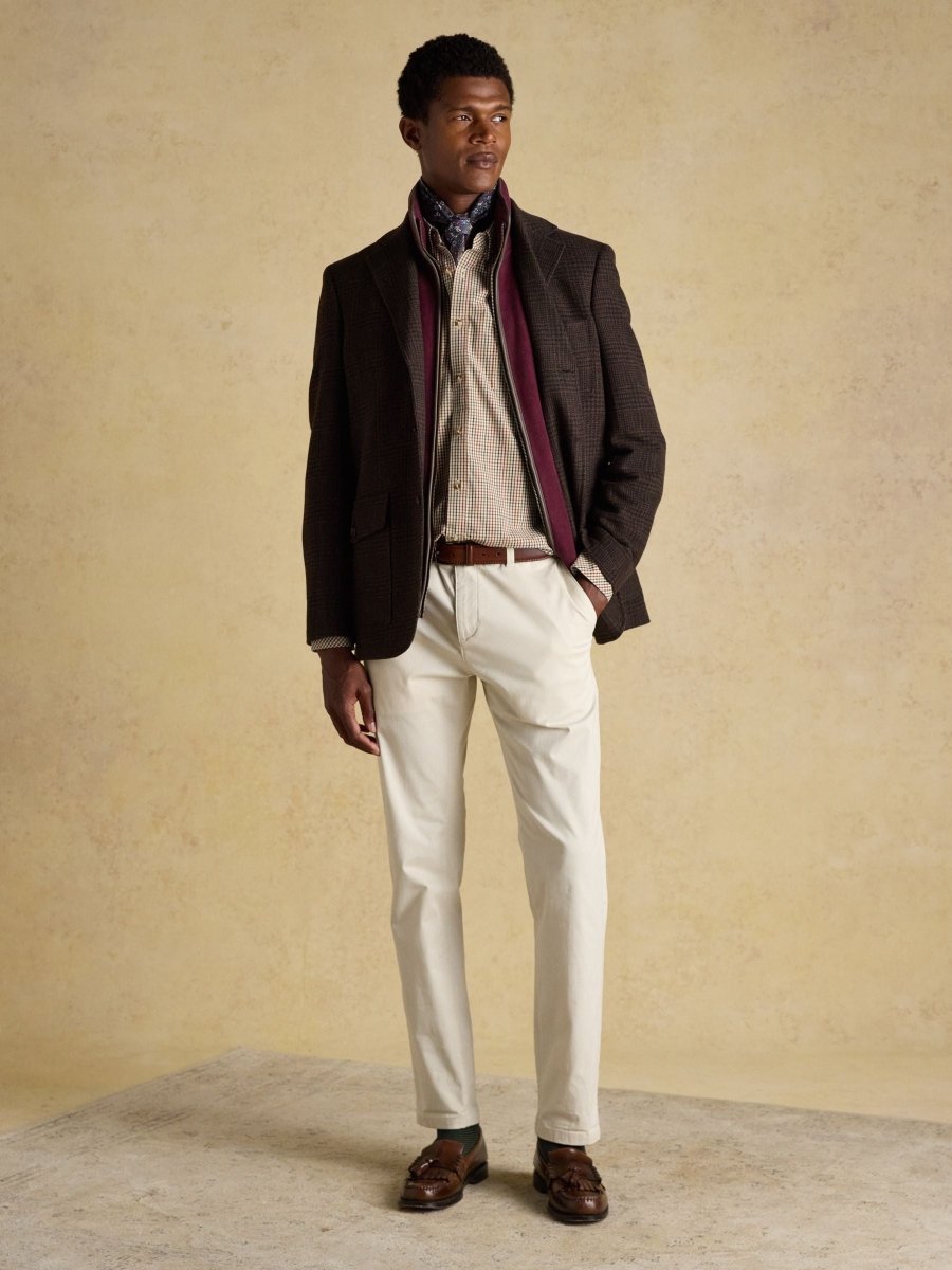 Cotton Poplin Brown Long Sleeve Gingham Shirt - RUTHERFORD & Co