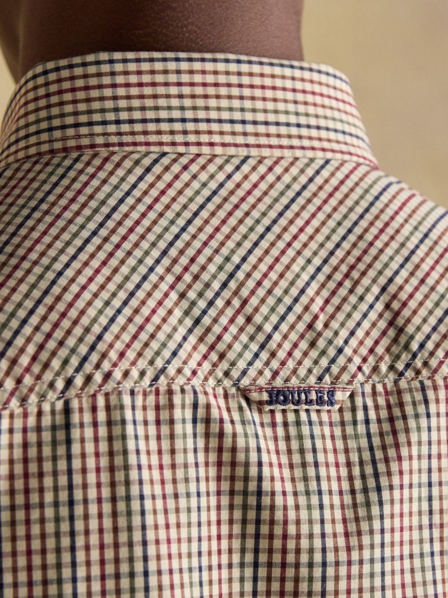 Cotton Poplin Brown Long Sleeve Gingham Shirt - RUTHERFORD & Co