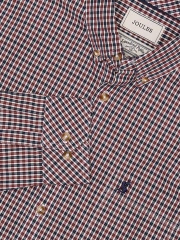 Cotton Poplin Burgundy Red Long Sleeve Gingham Shirt - RUTHERFORD & Co