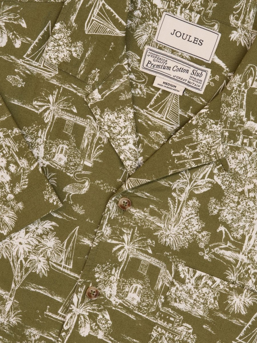 Cotton Slub Khaki Green Short Sleeve Shirt - RUTHERFORD & Co