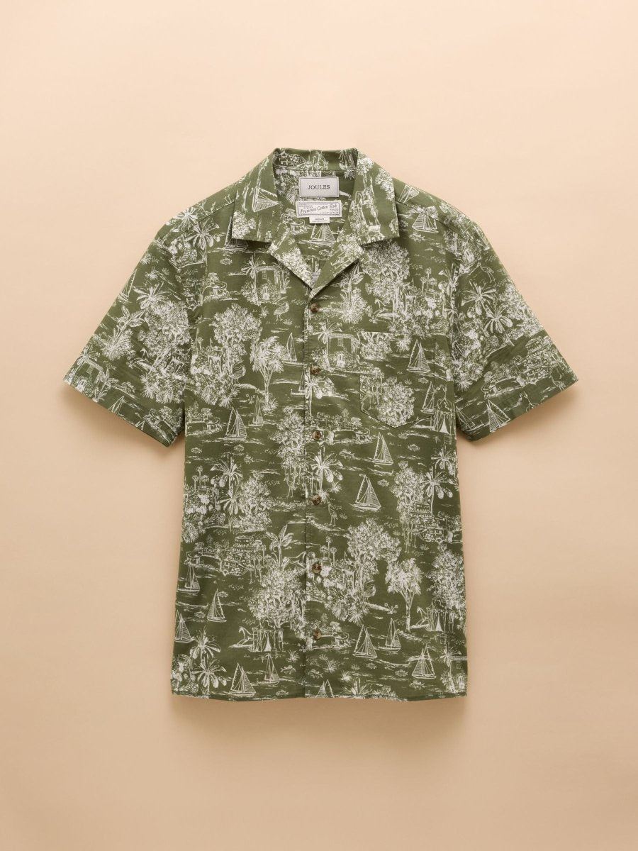 Cotton Slub Khaki Green Short Sleeve Shirt - RUTHERFORD & Co