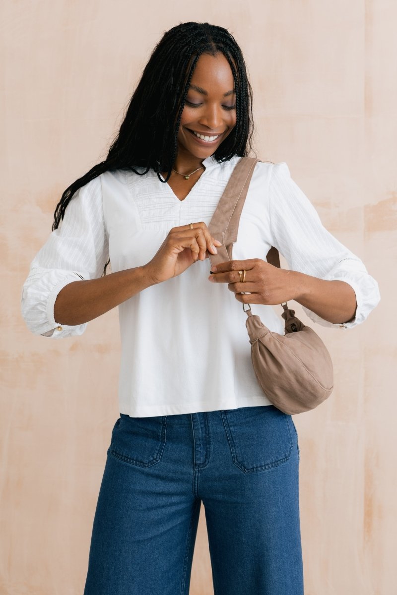 Cotton Twill Crossbody Bag Mocha - RUTHERFORD & Co