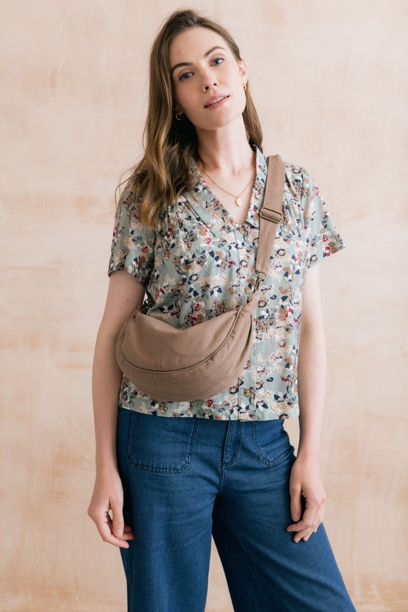 Cotton Twill Crossbody Bag Mocha - RUTHERFORD & Co