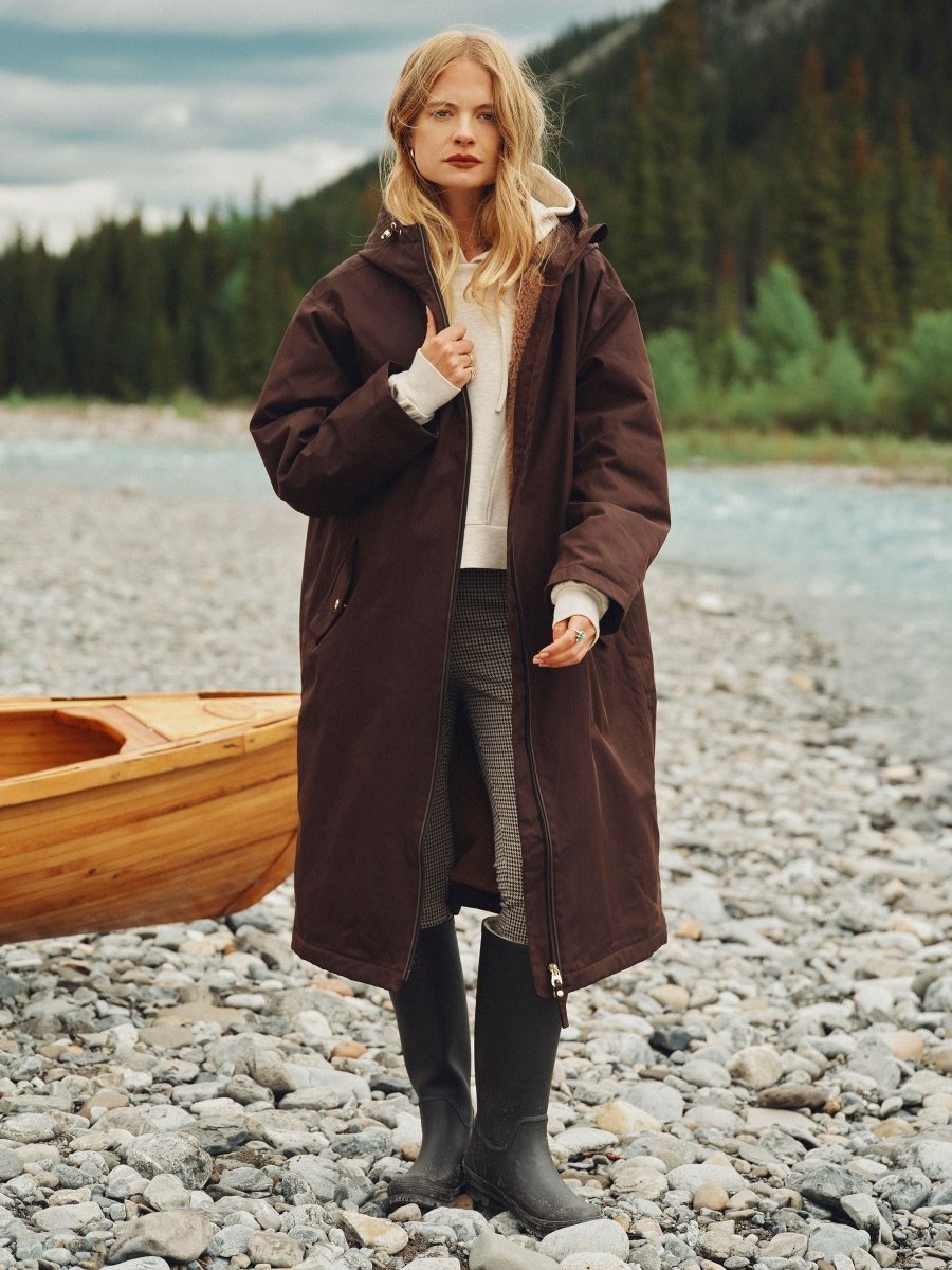 Coverall Fleece Lined Waterproof Coat - Chocolate Brown - RUTHERFORD & Co