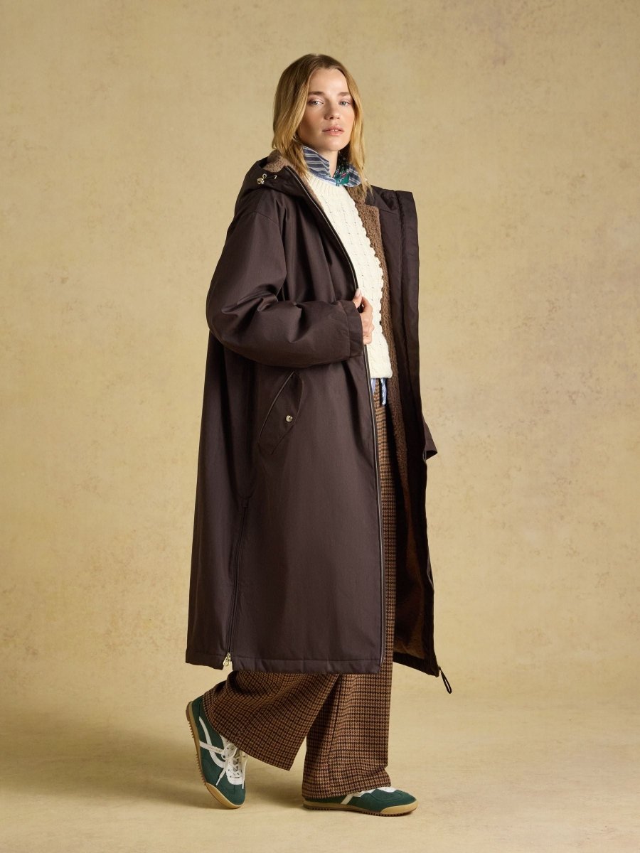 Coverall Fleece Lined Waterproof Coat - Chocolate Brown - RUTHERFORD & Co