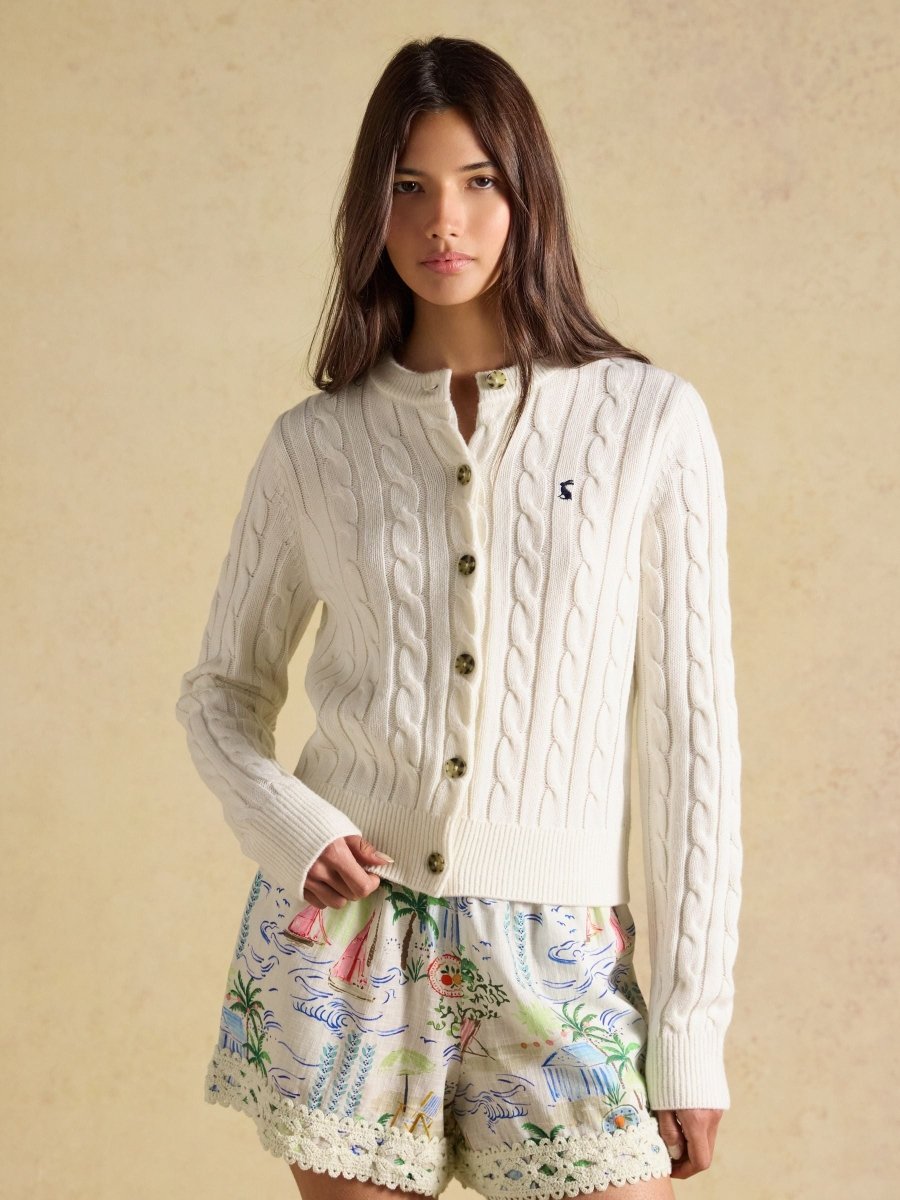Cream Cable Knit Button Up Cardigan - RUTHERFORD & Co