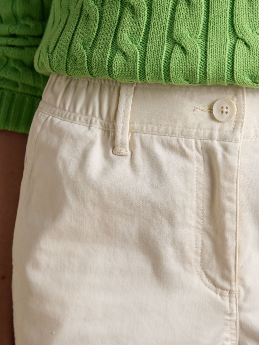 Cream Chino Shorts with Elasticated Waist - RUTHERFORD & Co