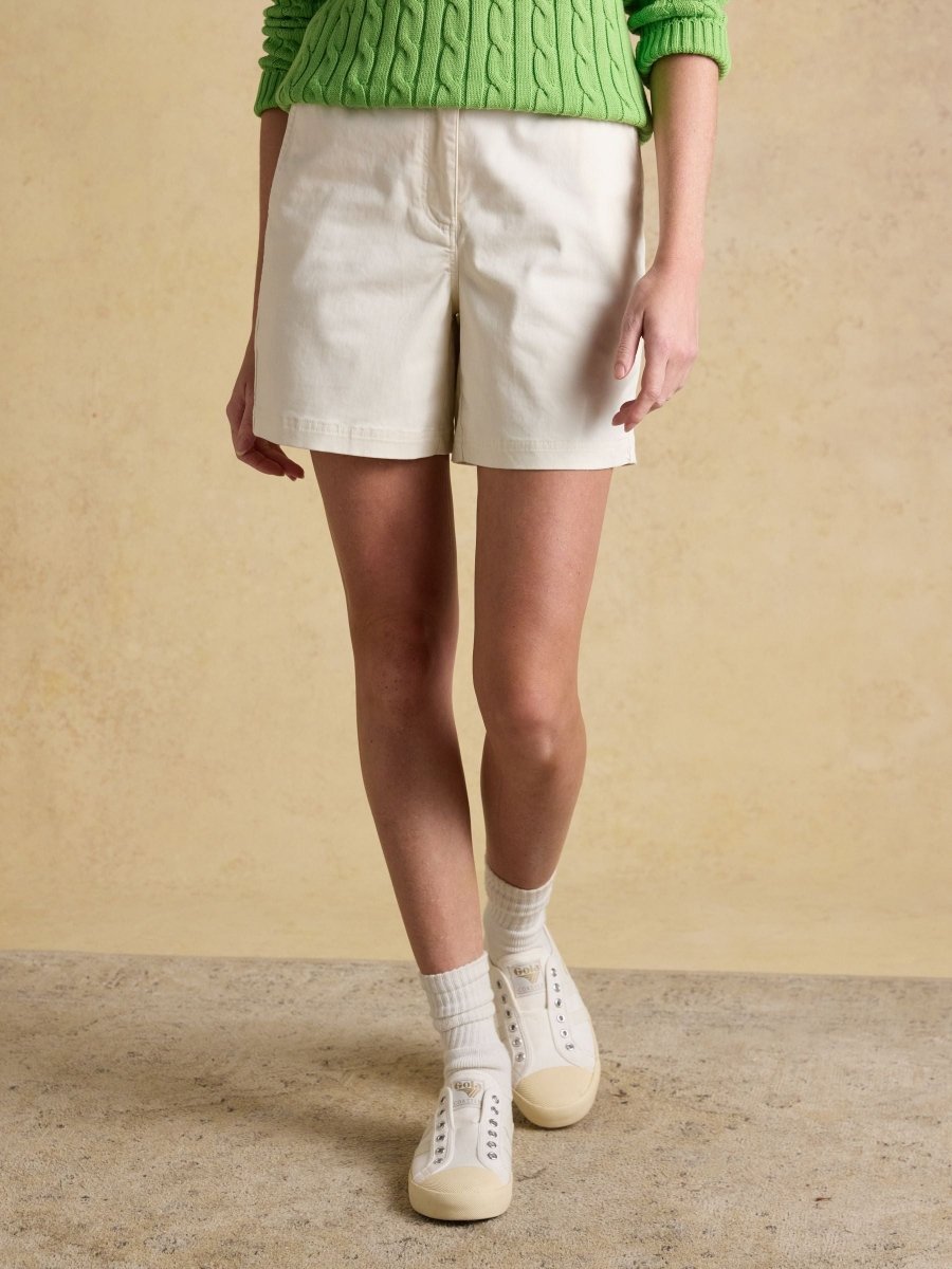 Cream Chino Shorts with Elasticated Waist - RUTHERFORD & Co