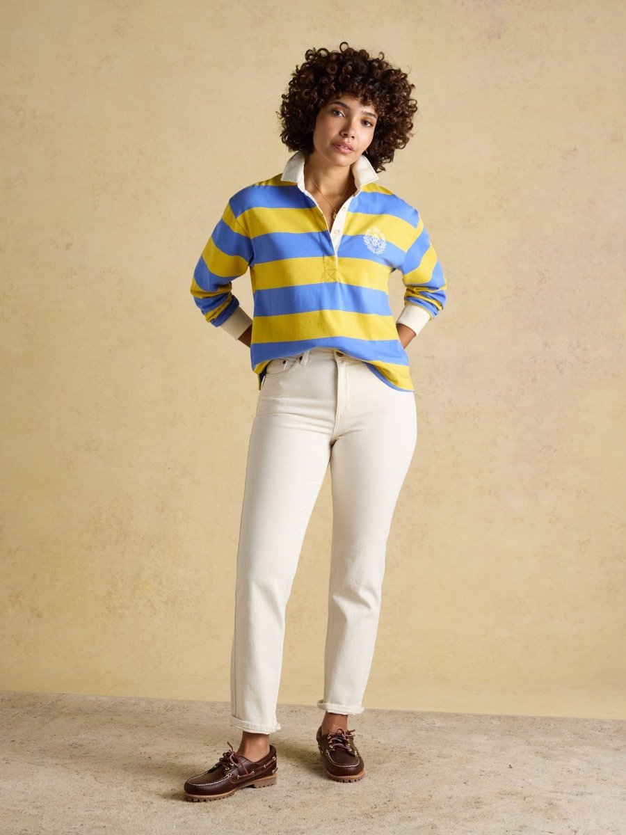 Cream Straight Fit Slim Mid Rise Jeans - RUTHERFORD & Co