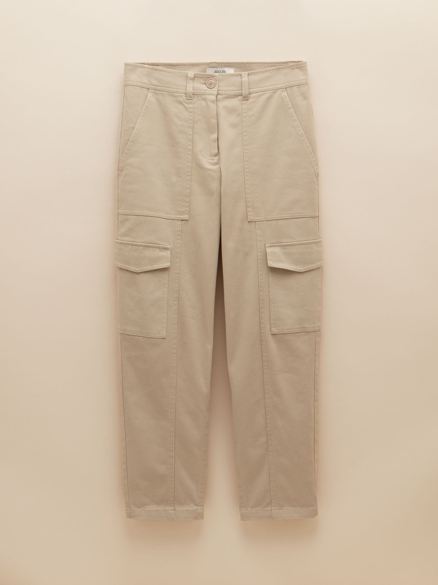 Cream Tapered Leg Cargo Trousers - RUTHERFORD & Co