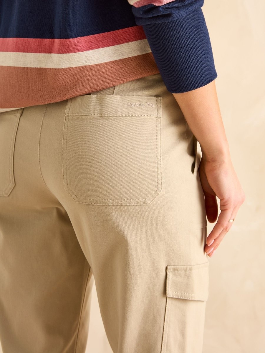 Cream Tapered Leg Cargo Trousers - RUTHERFORD & Co