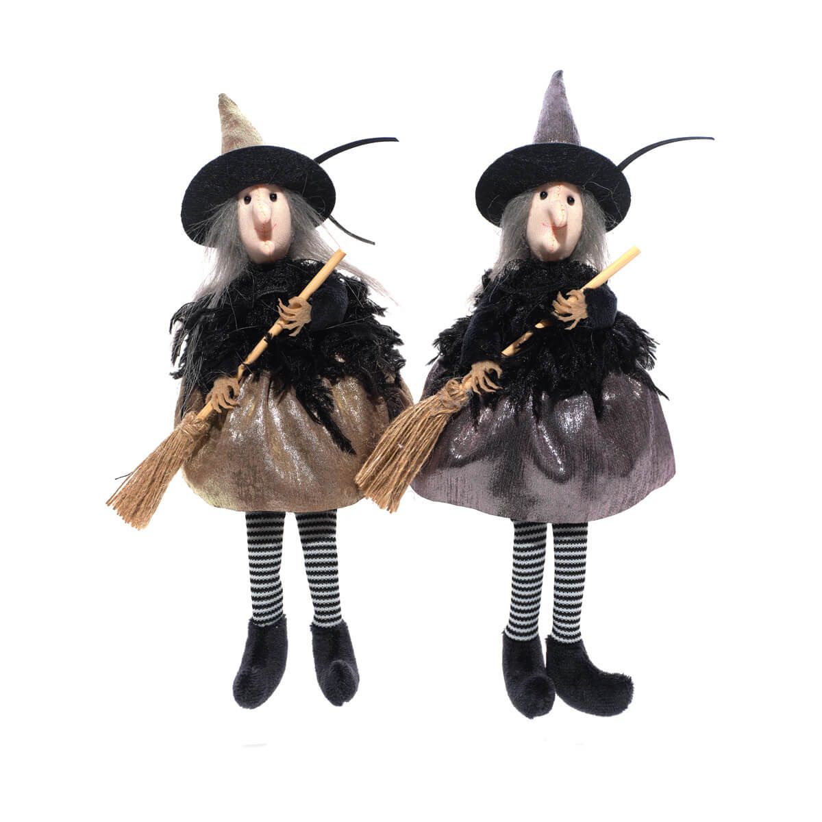 Creepy Cuties Textile Silver and Gold Shelf Sitter Witch - RUTHERFORD & Co