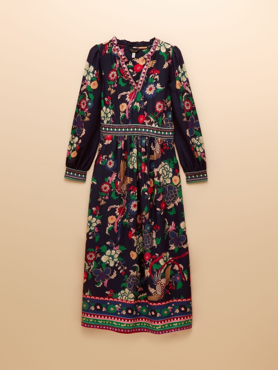 Cressida Navy Placement Floral Maxi Dress - RUTHERFORD & Co