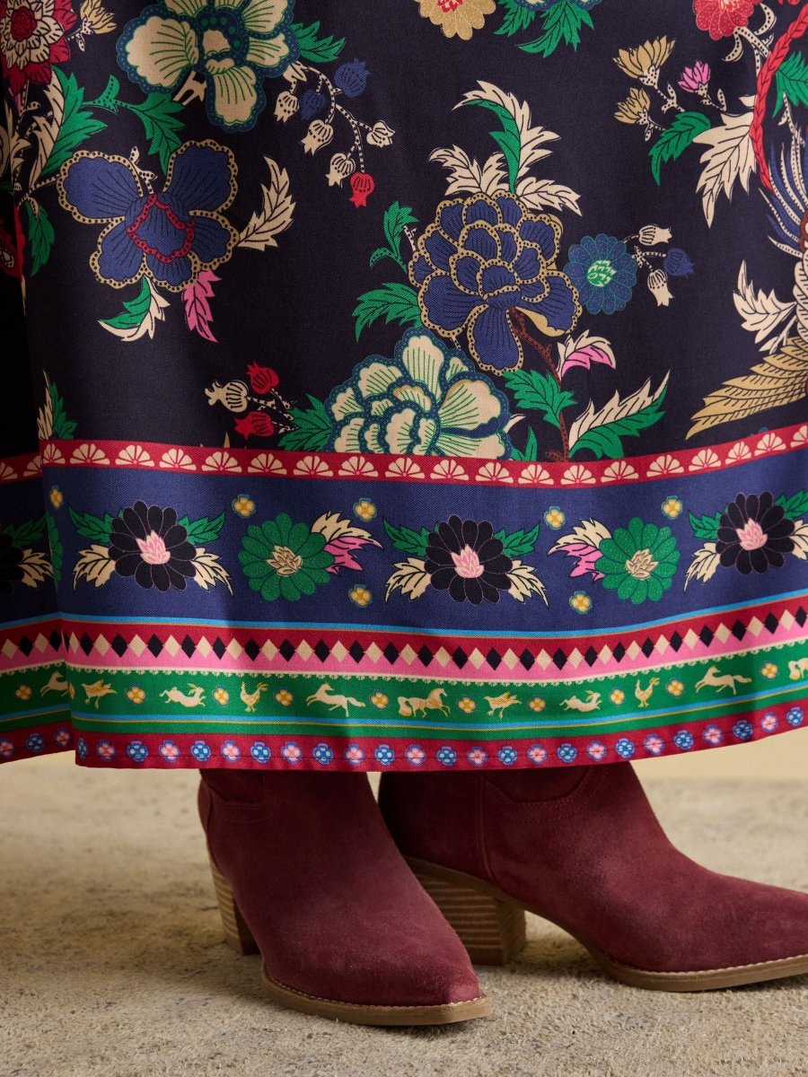 Cressida Navy Placement Floral Maxi Dress - RUTHERFORD & Co