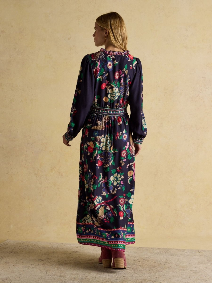 Cressida Navy Placement Floral Maxi Dress - RUTHERFORD & Co