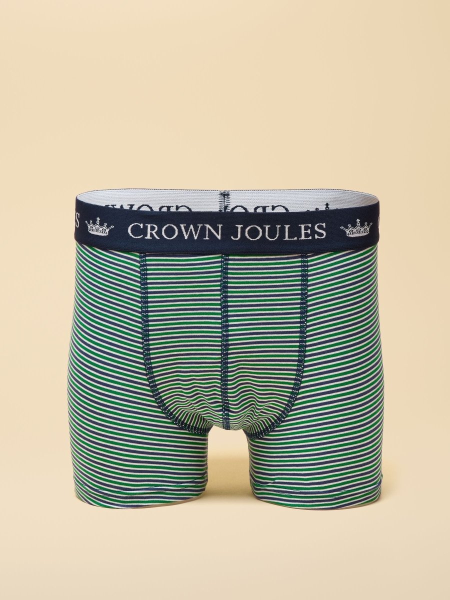 Crown Joules Blue & Green Pack Of Two Cotton Jersey Boxer Shorts - RUTHERFORD & Co