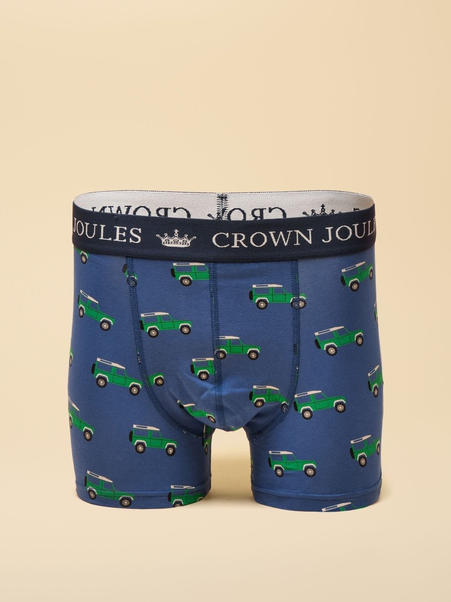 Crown Joules Blue & Green Pack Of Two Cotton Jersey Boxer Shorts - RUTHERFORD & Co