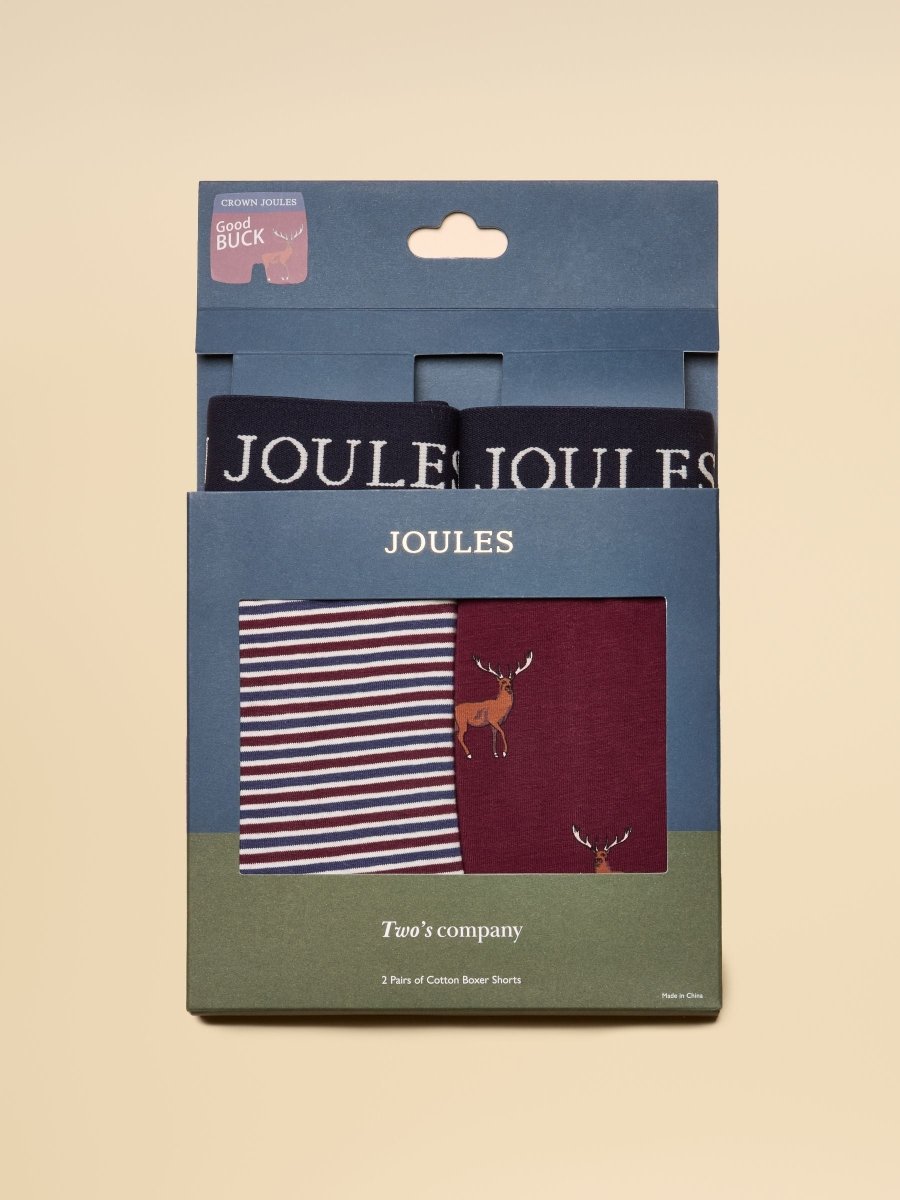 Crown Joules Burgundy Red Pack Of Two Cotton Jersey Boxer Shorts - RUTHERFORD & Co