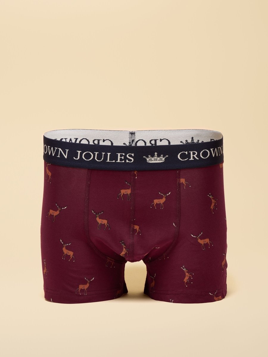 Crown Joules Burgundy Red Pack Of Two Cotton Jersey Boxer Shorts - RUTHERFORD & Co