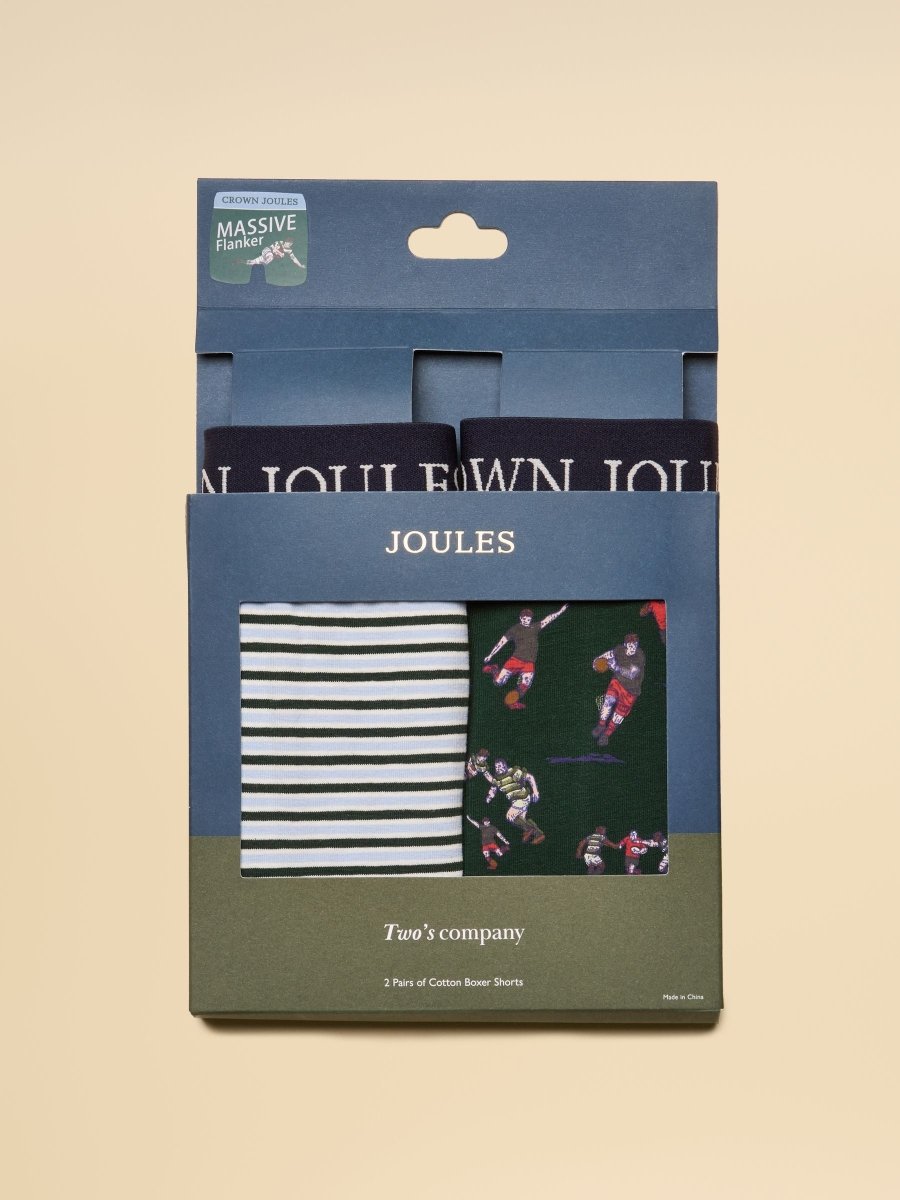 Crown Joules Green Pack Of Two Cotton Jersey Boxer Shorts - RUTHERFORD & Co