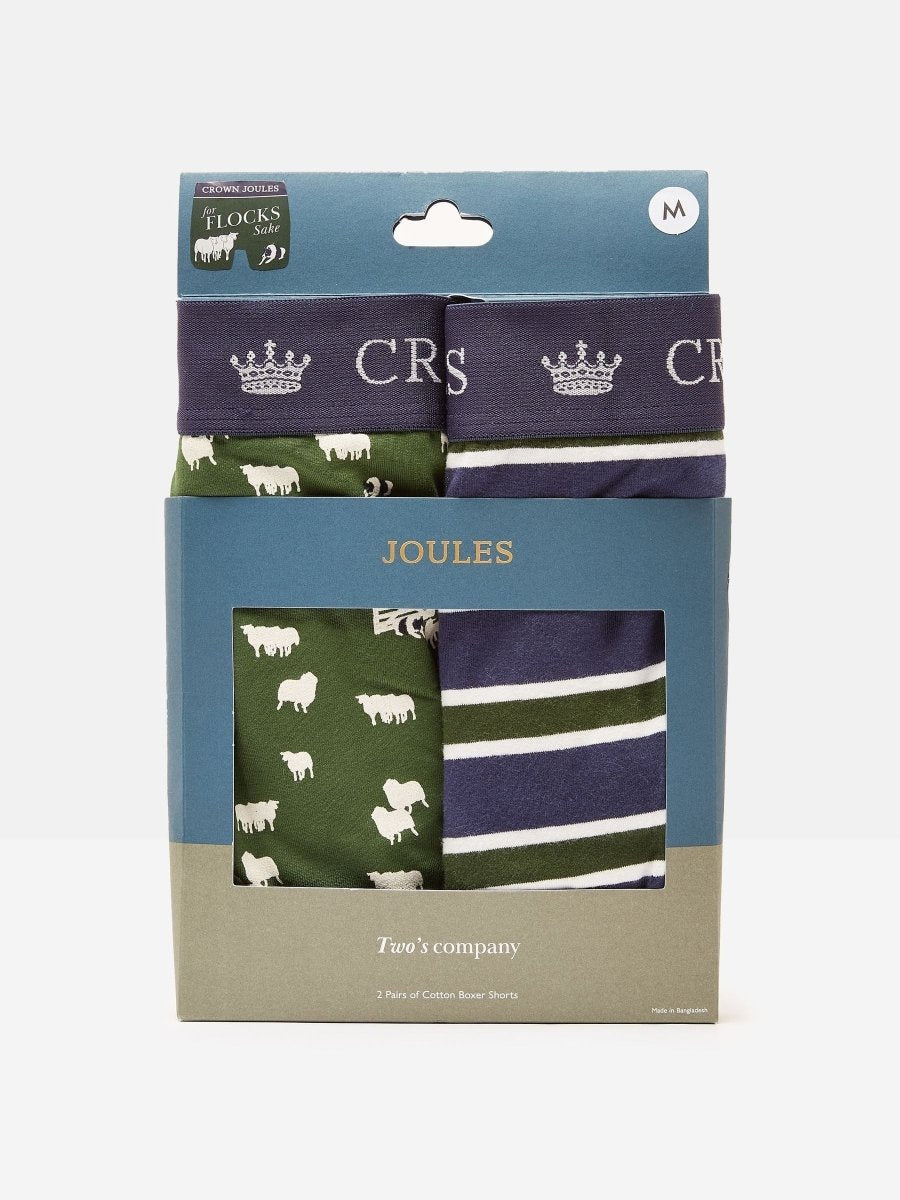 Crown Joules Green/Navy Pack of Two Cotton Briefs - RUTHERFORD & Co