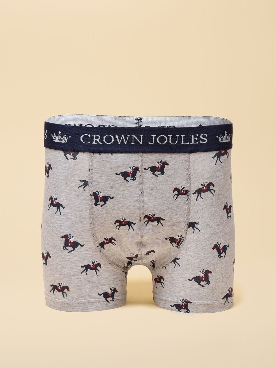Crown Joules Grey & Navy Pack Of Two Cotton Jersey Boxer Shorts - RUTHERFORD & Co