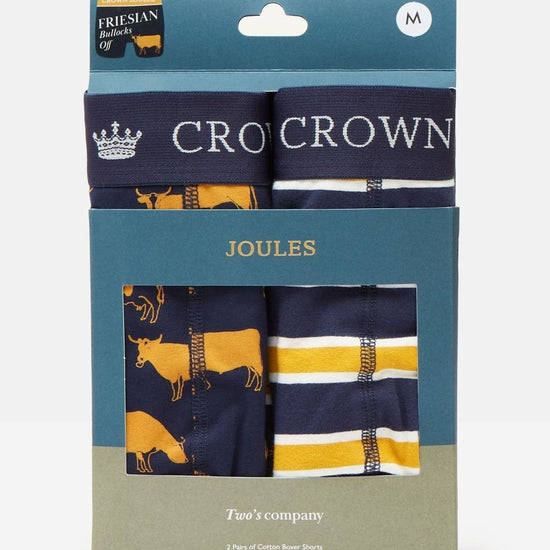 Crown Joules Navy/Yellow Pack of Two Cotton Boxers - RUTHERFORD & Co
