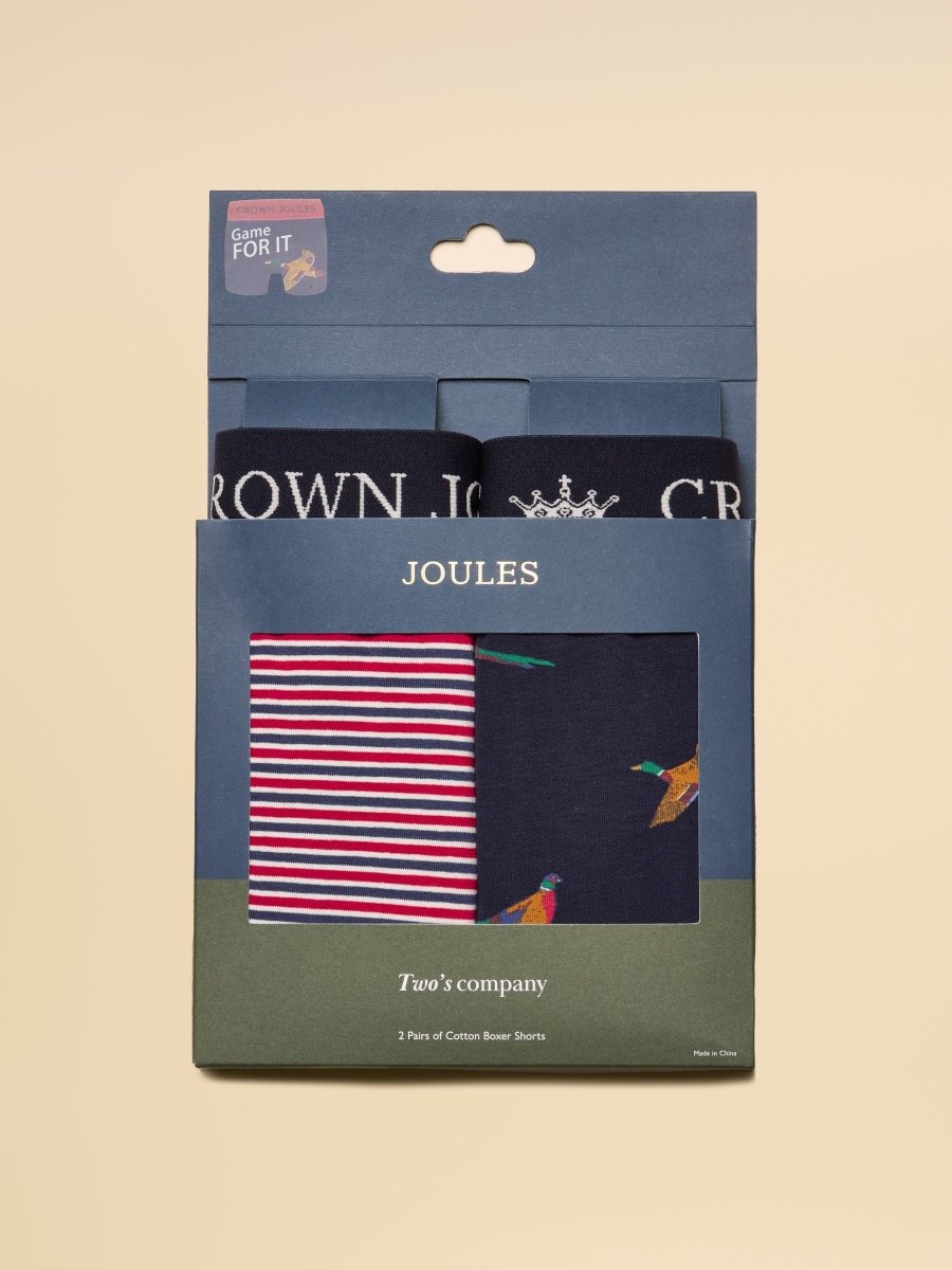Crown Joules Orange & Navy Pack Of Two Cotton Jersey Boxer Shorts - RUTHERFORD & Co