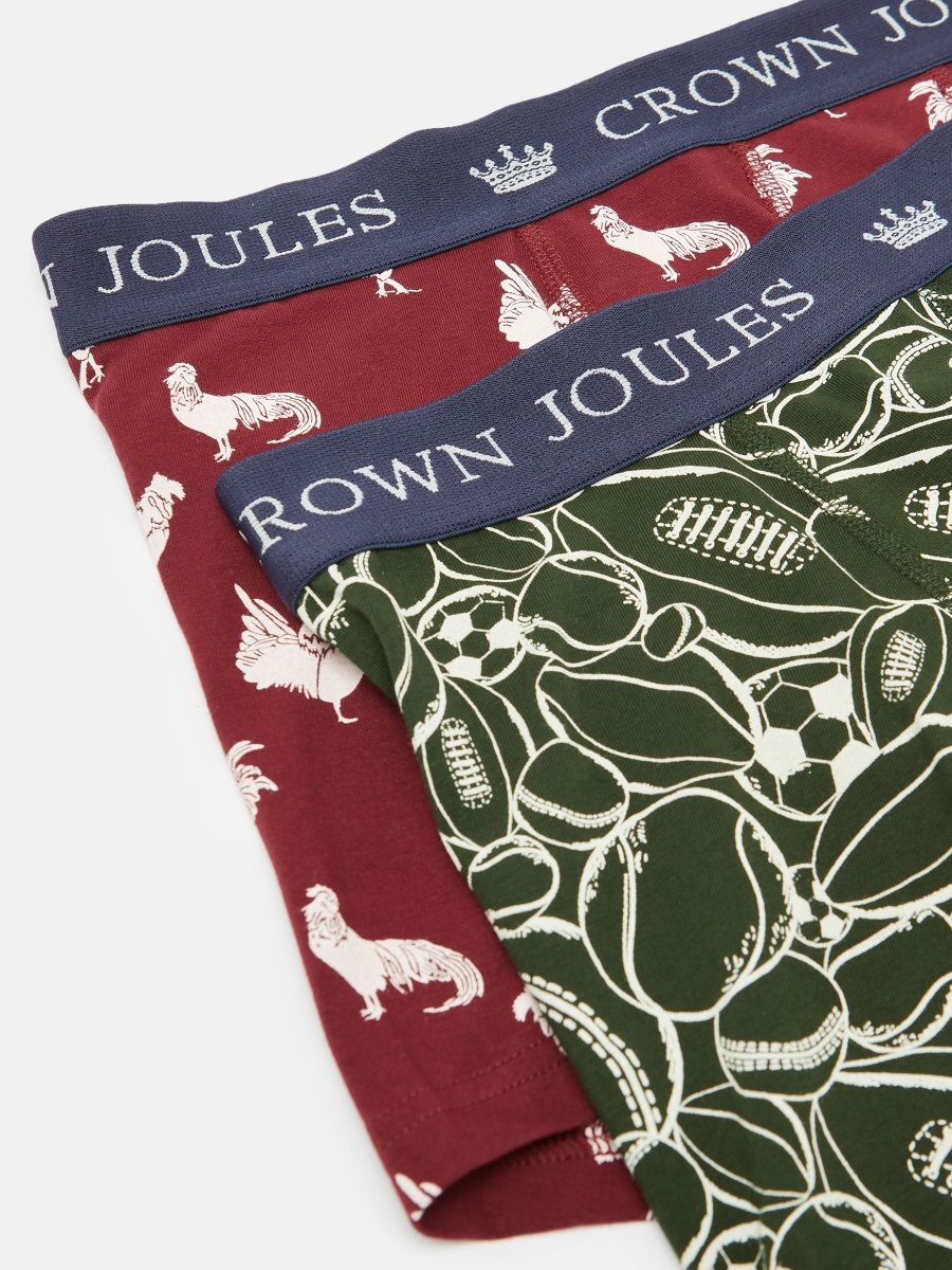 Crown Joules Red/Green Pack of Two Cotton Briefs - RUTHERFORD & Co