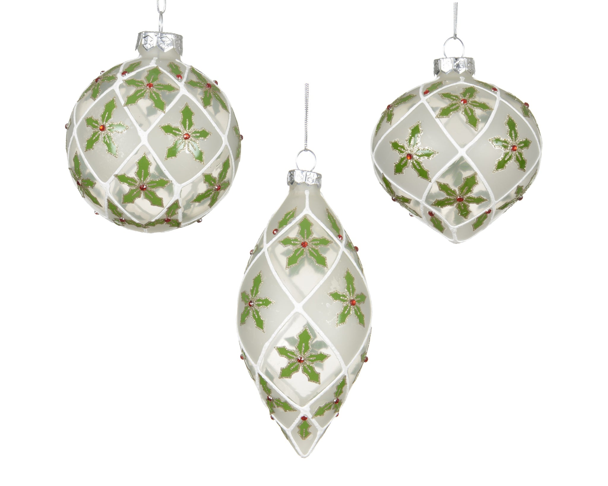 Decoris Decorated Glass Christmas Bauble White - Assorted