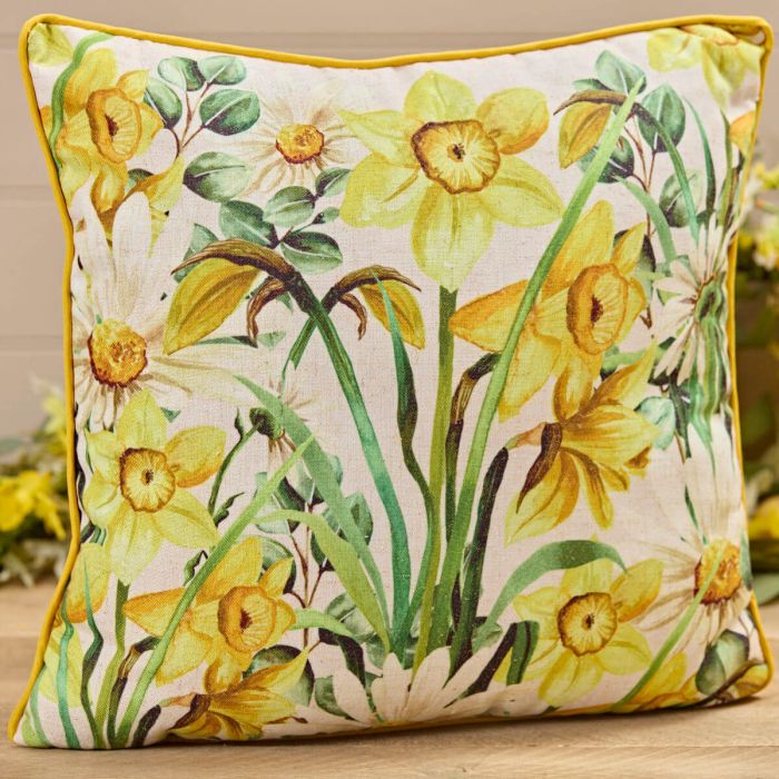 DAFFODIL FLORAL CUSHION 45 x 45cm - RUTHERFORD & Co