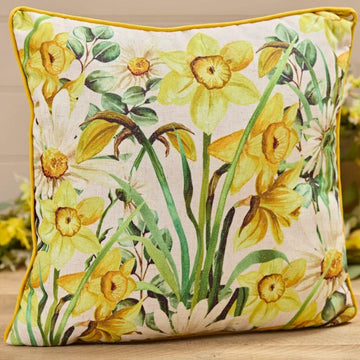 DAFFODIL FLORAL CUSHION 45 x 45cm - RUTHERFORD & Co