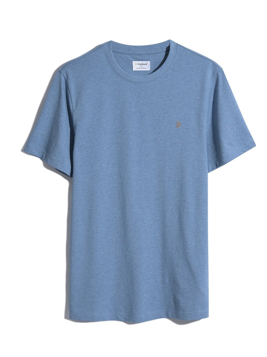 Danny Regular Fit Organic Cotton T-Shirt In Blue Tide Marl - RUTHERFORD & Co
