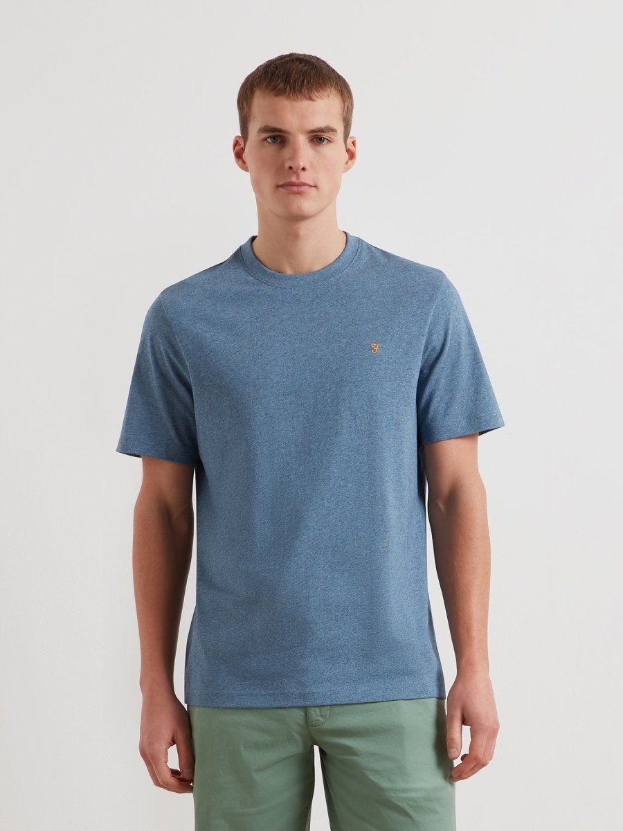 Danny Regular Fit Organic Cotton T-Shirt In Blue Tide Marl - RUTHERFORD & Co
