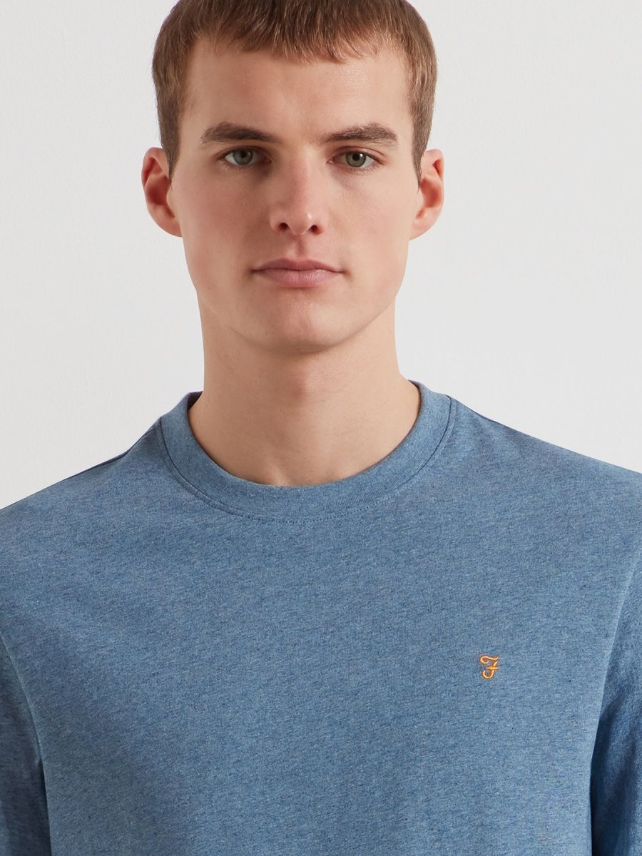 Danny Regular Fit Organic Cotton T-Shirt In Blue Tide Marl - RUTHERFORD & Co