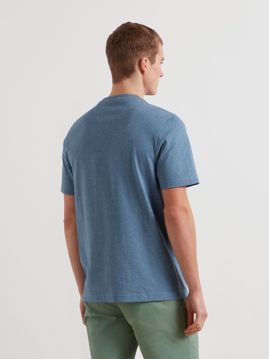Danny Regular Fit Organic Cotton T-Shirt In Blue Tide Marl - RUTHERFORD & Co