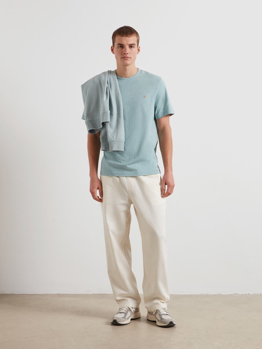 Danny Regular Fit Organic Cotton T-Shirt In Green Mist Marl - RUTHERFORD & Co