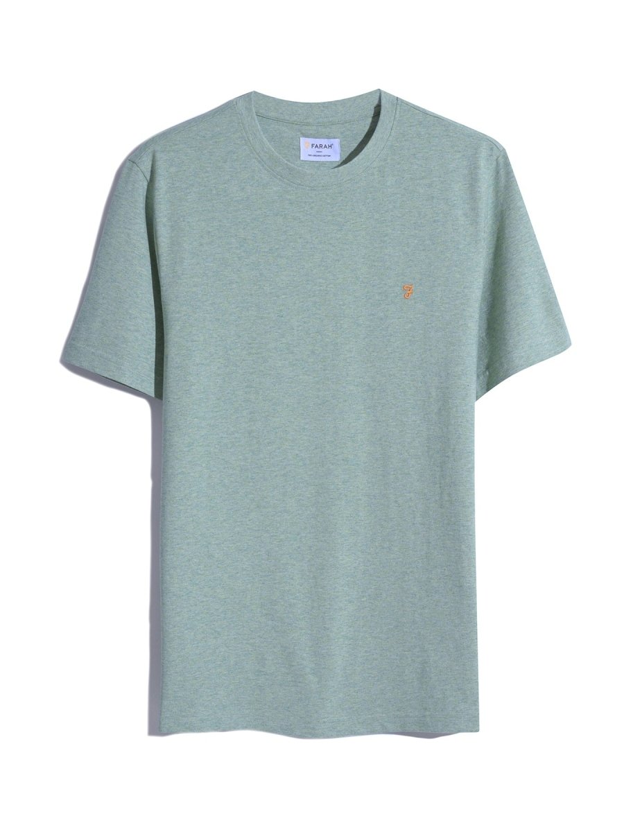 Danny Regular Fit Organic Cotton T-Shirt In Green Mist Marl - RUTHERFORD & Co