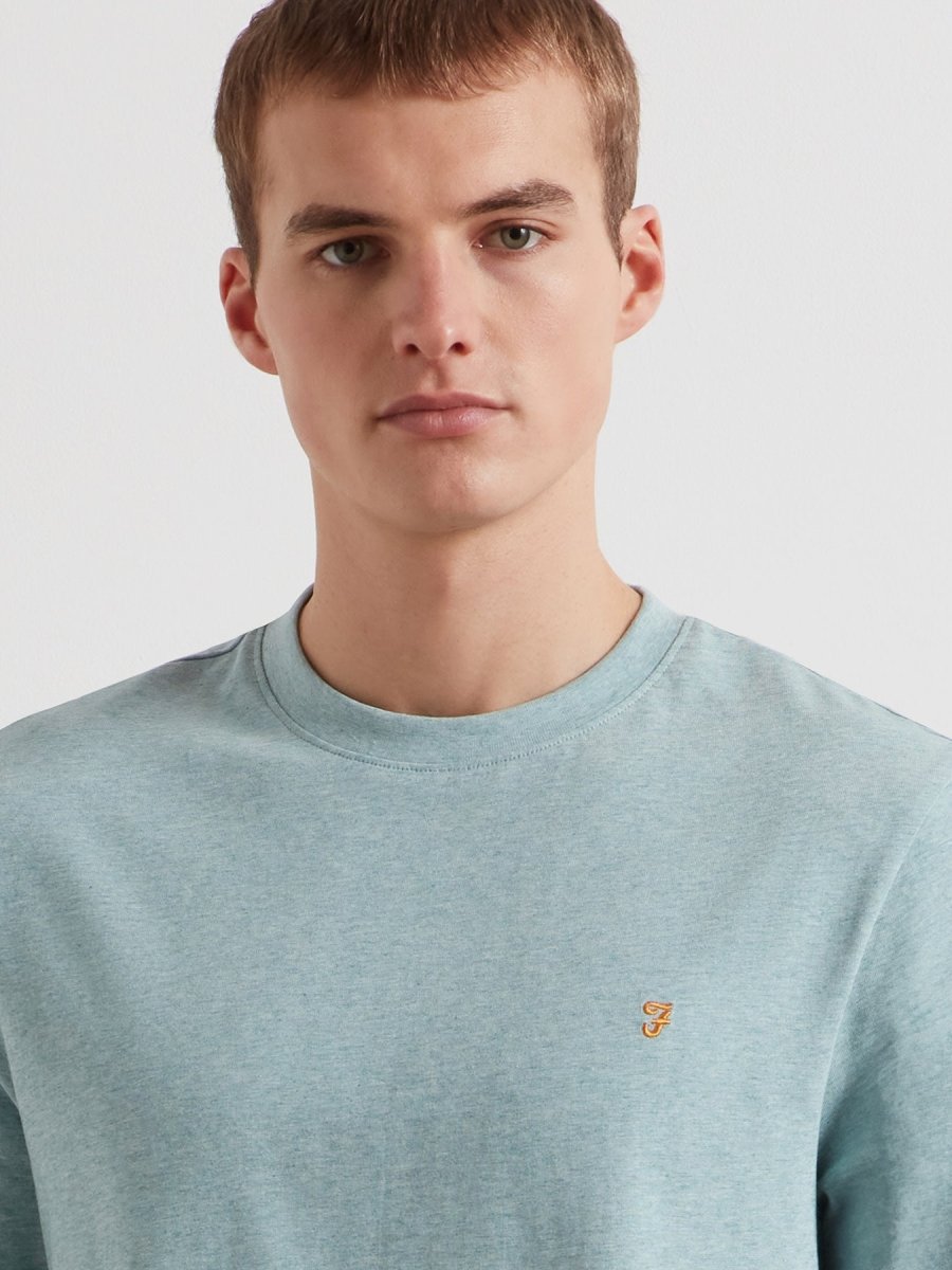 Danny Regular Fit Organic Cotton T-Shirt In Green Mist Marl - RUTHERFORD & Co
