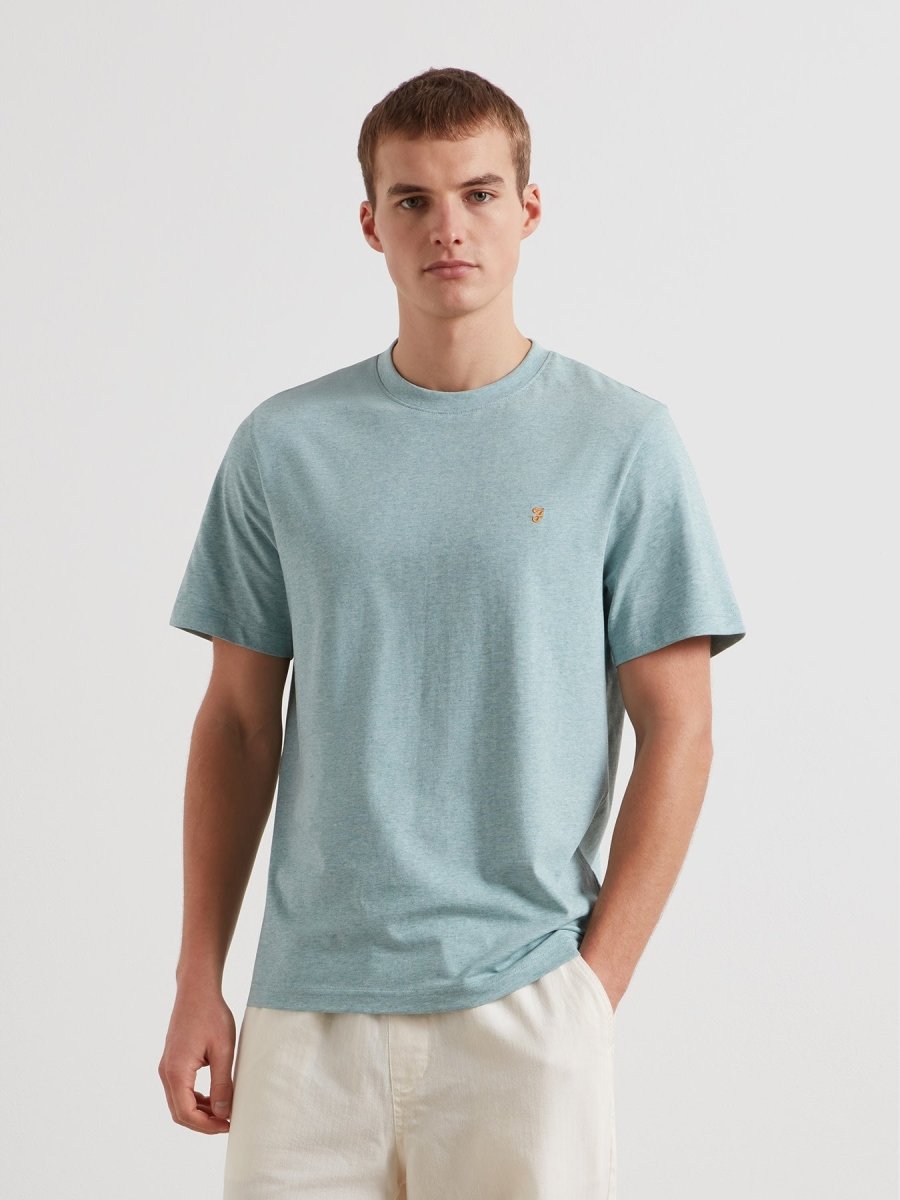 Danny Regular Fit Organic Cotton T-Shirt In Green Mist Marl - RUTHERFORD & Co
