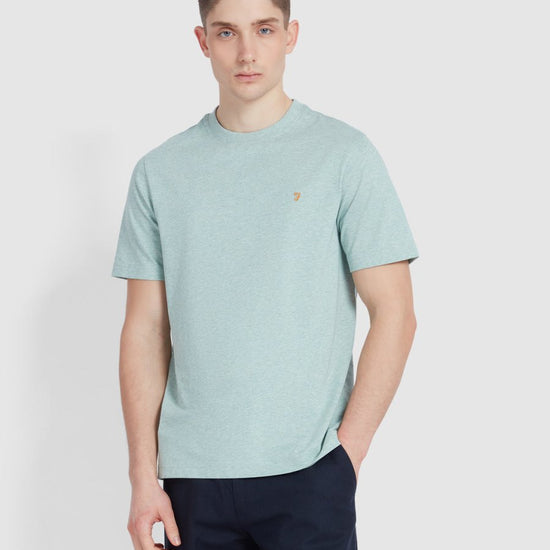 Danny Regular Fit Organic Cotton T-Shirt In Grove Green Marl - RUTHERFORD & Co