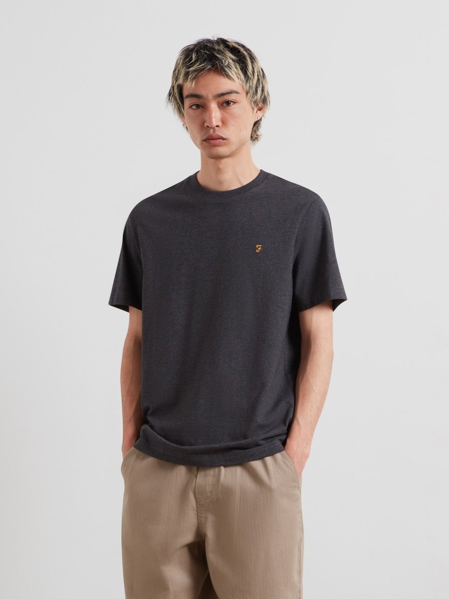 Danny Regular Fit Organic Cotton T-Shirt In Washed Black Marl - RUTHERFORD & Co