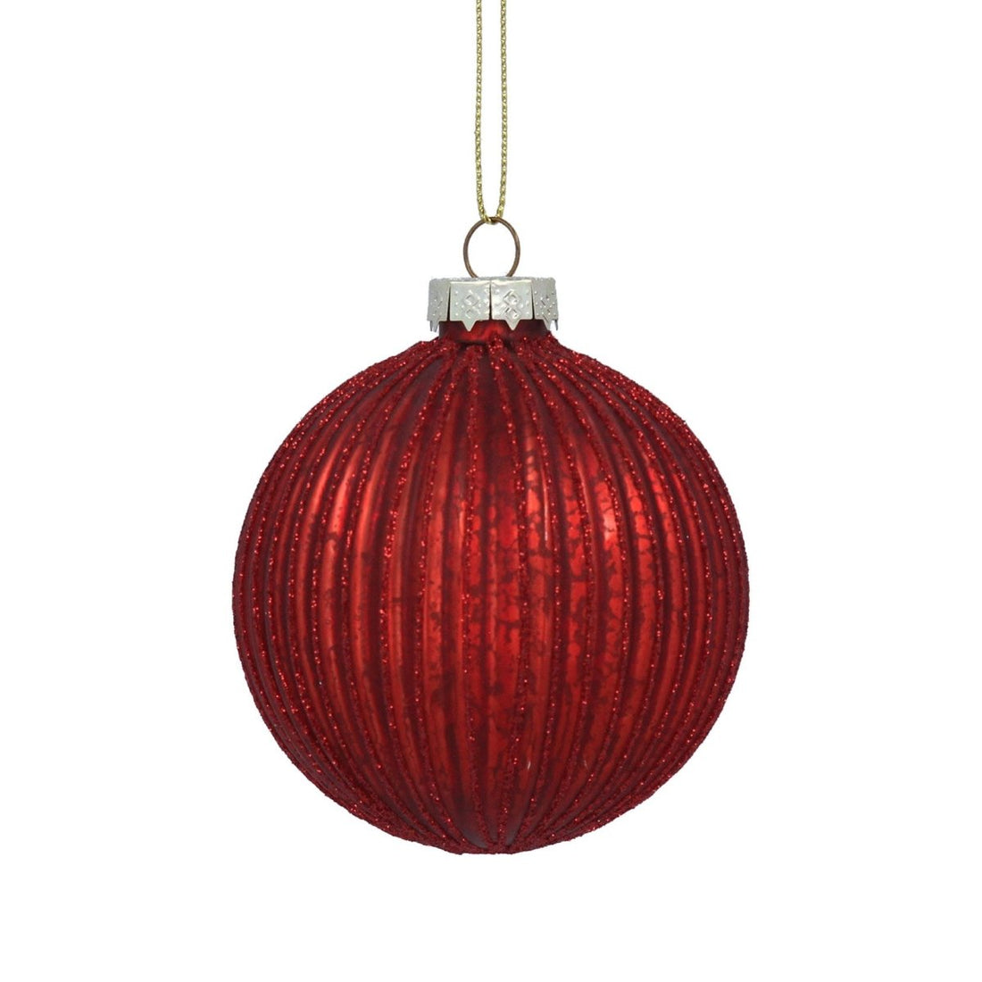 Dark Red Ribbed Glass Bauble - RUTHERFORD & Co